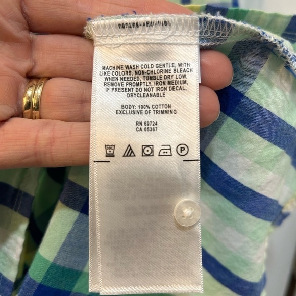 Columbia 100% Cotton Collared Plaid Dress Knee Length W/ Pockets Women's Sz M - Picture 10 of 10